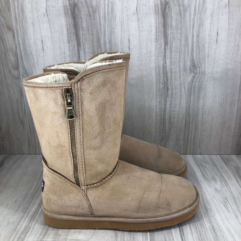 Lamo Boots Womens 8 Juniper Tan Suede Zip Lined Winter Shoes